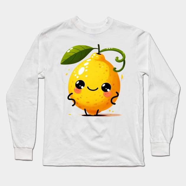 Cute Lemon Long Sleeve T-Shirt by Dmytro